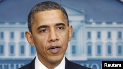 U.S. -- President Barack Obama delivers a statement on the Afghanistan-Pakistan Annual Review from the White House Briefing Room in Washington, DC, 16Dec2010