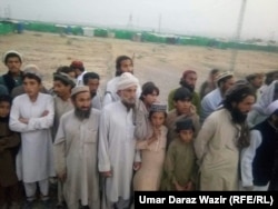 Some of the displaced Mehsud tribespeople in Bakkakhel displacement camp in northwestern Pakistan.
