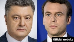 Президент України Петро Порошенко (л) і президент Франції Емманюель Макрон (комбіноване фото)