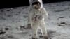 Apollo 11 astronaut Buzz Aldrin walks on the surface of the moon on July 20, 1969, in a photograph taken by Neil Armstrong.