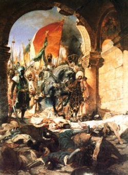 Картина 19-го века французского художника Жана-Жозефа Бенджамина-Константа с изображением султана Мехмета II, завоевавшего Константинополь