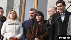 Armenia - Opposition deputies attend a rally in Yerevan against controversial pension reform, 18Jan2014.