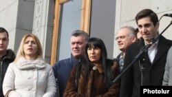 Armenia - Opposition deputies attend a rally in Yerevan against controversial pension reform, 18Jan2014.