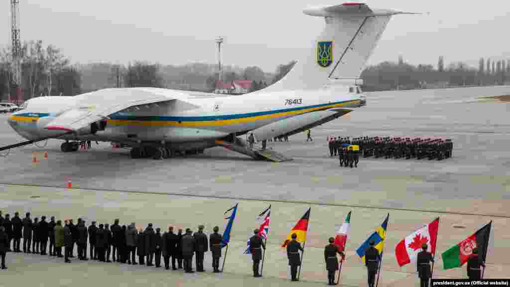 The memorial ceremony took place at the Boryspil International Airport, outside Kyiv, on January 19.