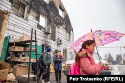 Сгоревшее здание в селе Масанчи, Жамбылская область. 27 февраля 2020 года.