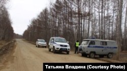 Блокпост на въезде в Богородское
