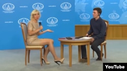 Maria Zakharova appears on the show in October 2018.