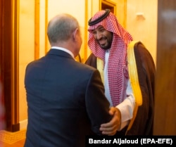 Одна из последних встреч президента России Владимира Путина и наследного принца Саудовской Аравии Мухаммеда ибн Салмана в Эр-Рияде. 14 октября 2019 г.