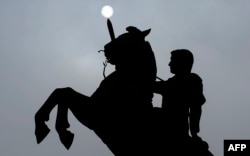 A monument depicting Alexander the Great in the Macedonian capital, Skopje. (file photo)