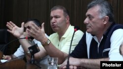 Armenia - Leaders of the opposition minority in parliament hold a joint news conference, Yerevan, 2Jul2014.