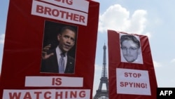 Europeans, including protesters in France, have expressed anger since the revelations of U.S. surveillance leaked by former contract worker Edward Snowden.