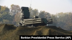A Russian Pantsir-S1 antiaircraft system is displayed during joint military drills between Russian and Serbia on October 25, 2019. 