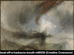 Уільям Тэрнэр «Сьнежная бура. Параход выходзіць з порту» (1842)