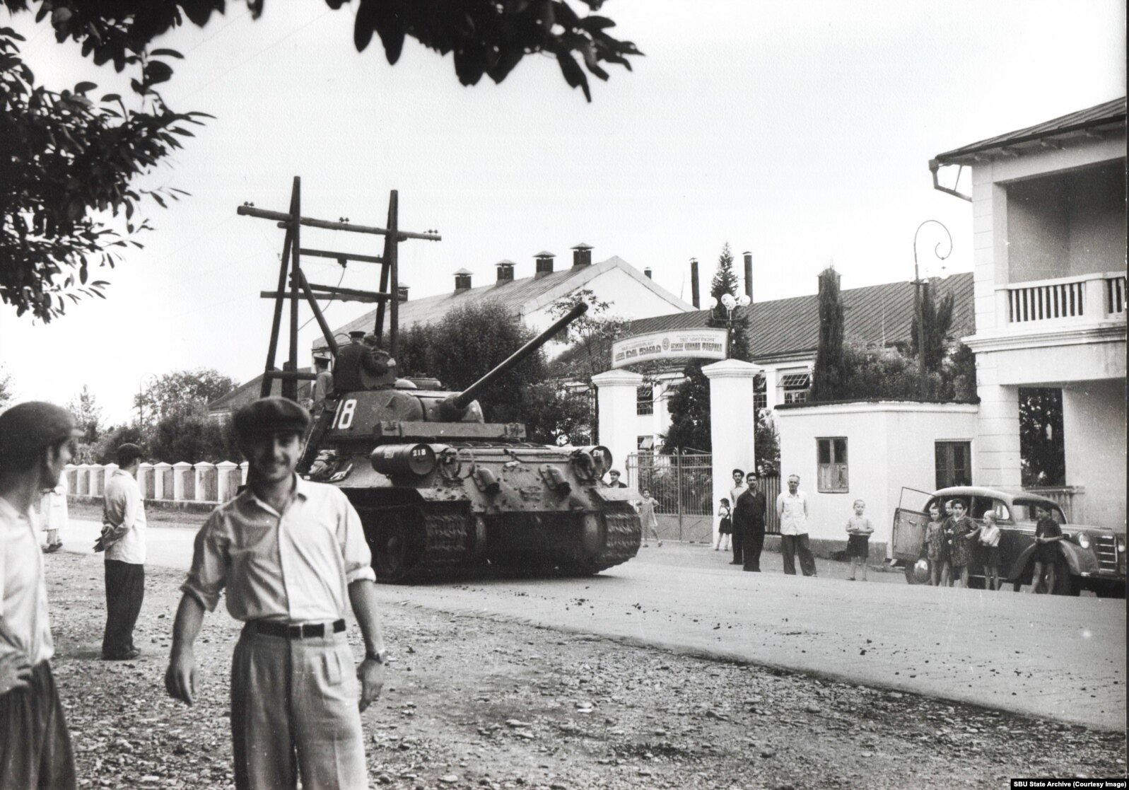 Galeotti's photo of the Soviet tank rolling down a Georgian street, likely Batumi, in 1963.*
