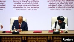 امضای توافقنامه صلح میان نمایندگان امریکا و طالبان در قطر