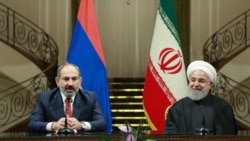 Iran -- Armenian Prime Minister Nikol Pashinian meets with Iranian President Hassan Rohani at the Saadabad Palace in Tehran, February 27, 2019