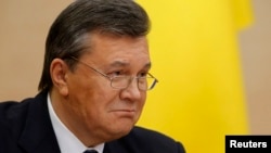 Бывший президент Украины Виктор Янукович на своей пресс-конференции. Ростов-на-Дону, 28 февраля 2014 года.