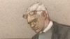 Джулиан Ассанж, рисунок из зала суда
