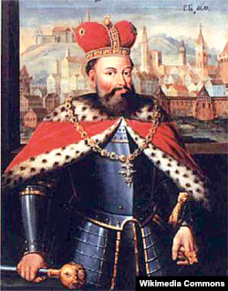 Князь Лев, син короля Русі Данила, на тлі міста Львова