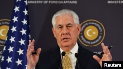 U.S. Secretary of State Rex Tillerson at a news conference in Ankara on February 16