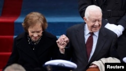 Джимми Картер с супругой Розалин на инаугурации президента США в январе 2017 года.