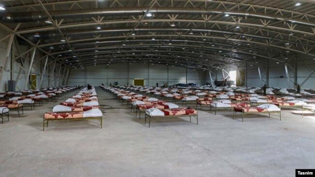 A makeshift facility prepared by the Iranian army for coronavirus patients. March 25, 2020