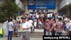 Several students from various universities in Almaty says they were told by school authorities either to leave the city or stay away from its central squarte (file photo)