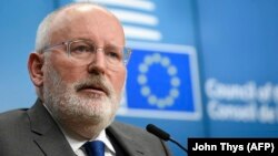 European Commission First Vice President Frans Timmermans says the EU will 'never give up' on the United States.