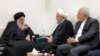 File photo: Grand Ayatollah Ali Sistani shows the chief Shiite cleric (L) meeting with Iranian President Hassan Rouhani (C) and Foreign Minister Mohammad Javad Zarif (R) in the Iraqi central city of Najaf on March 13, 2019. (Photo by - / Ayatollah Sistani