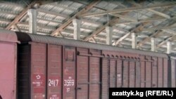 A train loaded with tomato paste stopped at a customs checkpoint in Bishkek in January