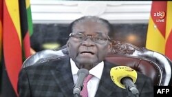 Robert Mugabe gjatë fjalimit të mbrëmshëm televiziv 