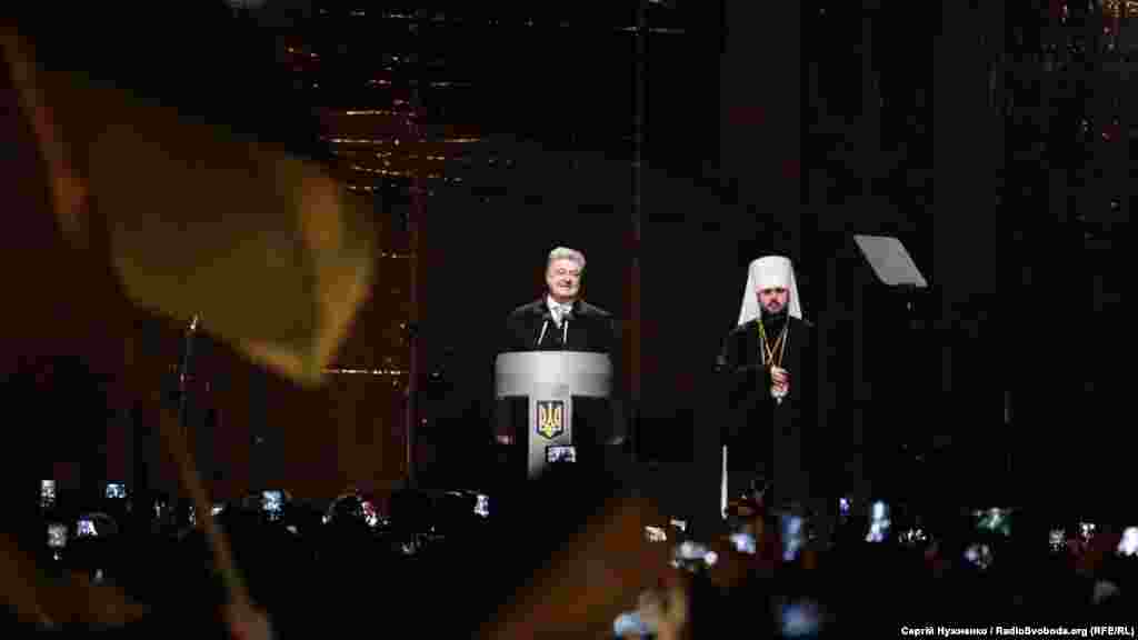 Выступление президента Украины Петра Порошенко после избрания председателя единой Украинской поместной православной церкви