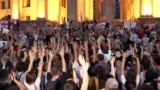 Second Night Of Protests Outside Georgian Parliament video grab 1