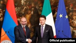 Премьер-министр Армении и Италии после переговоров, Рим, 22 ноября 2019 г.