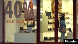 Armenia - A winter price discount announced by a shoe store in downtown Yerevan.