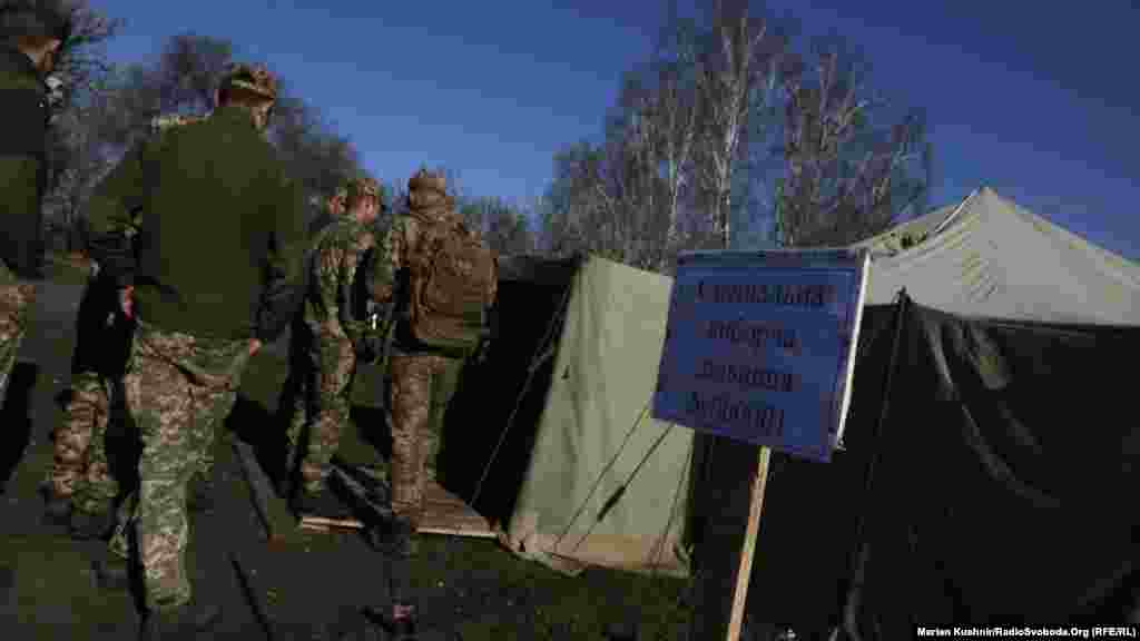 Ukrainian soldiers voted in special tents.