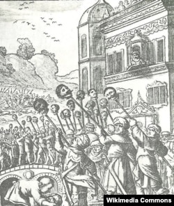 Təbrizin osmanlılardan geri alınması. 1603. Avropalı səyyahın çəkdiyi rəsm.