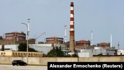 A zaporizzsjai atomerőmű Enerhodar városa mellett 2022. augusztus 22-én