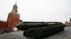 A Russian Topol M ICBM launcher rolls along Red Square during the Victory Day military parade to celebrate 72 years since the end of World War II and the defeat of Nazi Germany, in Moscow on May 9, 2017.