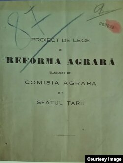 Proiectul reformei agrare votat în ședința din 26-27 noiembrie 1918 (Foto: I. Țurcanu, M. Papuc, Basarabia în actul Marii Uniri de la 1918