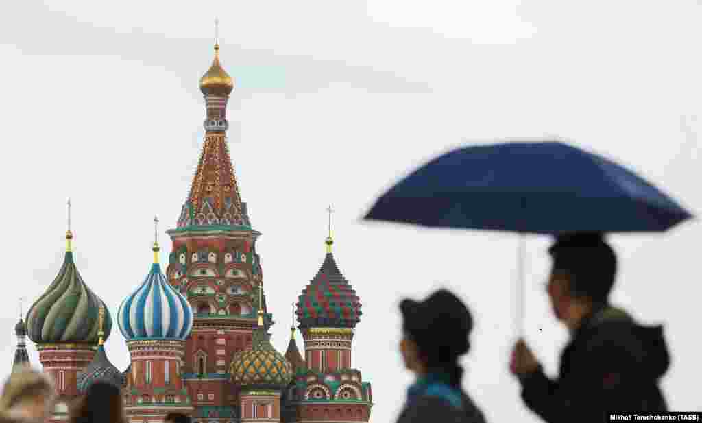 A view of St. Basil's Cathedral in Moscow, consecrated on July 12, 1561. (TASS/Mikhail Tereshchenko)