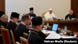 Папа Римський Франциск з ієрархами Української греко-католицької церкви (УГКЦ) 5 липня 2019 року