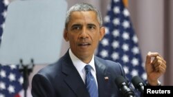 Președintele Barack Obama vorbind la Universitatea Americană din Washington la 5 august.