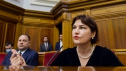 Iryna Venediktova attends an extraordinary session of the Ukrainian parliament in Kyiv on March 17.