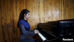 Negin Ekhpulwak, leader of Afghanistan's all-girl Zohra orchestra