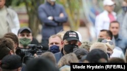 Сяргей Ціханоўскі на пікеце ў Горадні 29 траўня