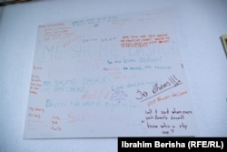 Një punim i fëmijëve të strehuar me nënat e tyre në Qendrën për Mirëqenien e Gruas në Pejë.