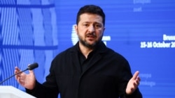 Ukrainian President Volodymyr Zelenskyy at the European Union leaders summit in Brussels.