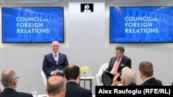Israeli Ambassador to the United States, Yechiel Leiter (left), speaking at the Council on Foreign Relations in Washington, D.C., US, on July 6, 2026
