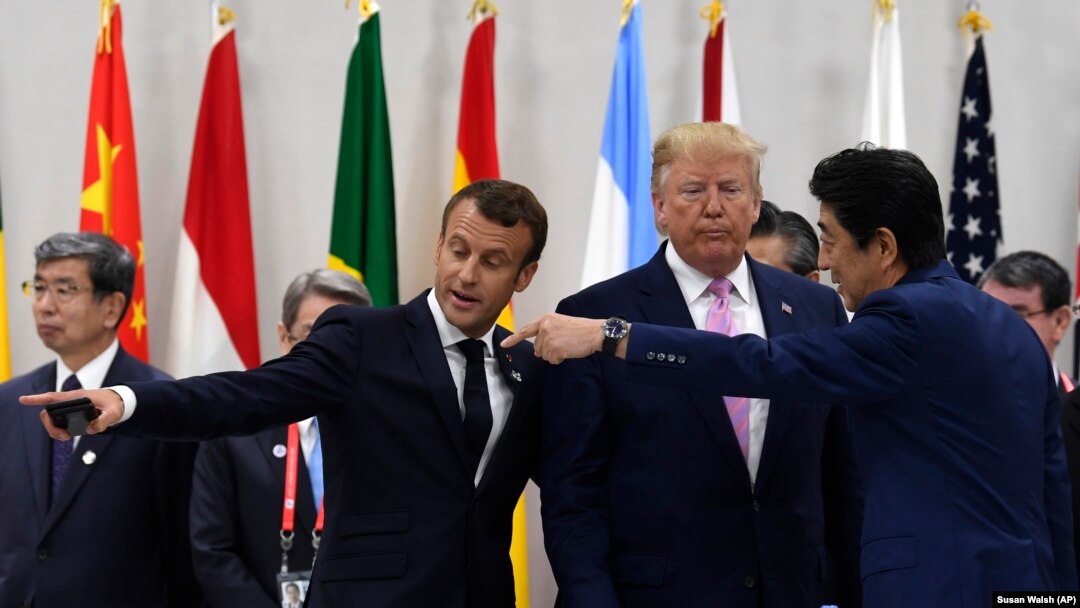 Francuski predsjednik Emmanuel Macron, predsjednik SAD Donald Trump i japanski premijer Shinzo Abe 